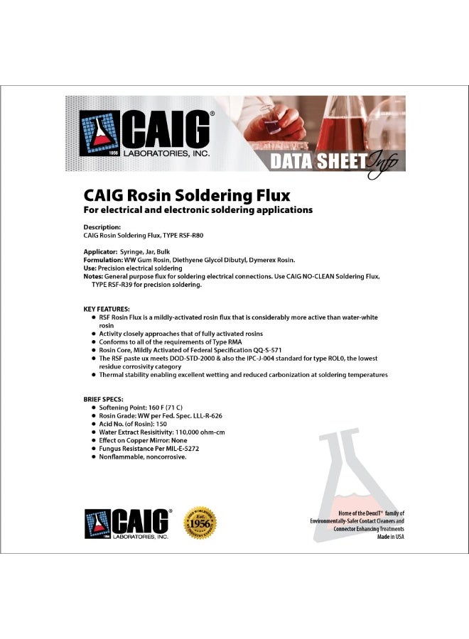 CAIG LABORATORIES LABS RSF-R80-2 Rosin Flux Soldering Paste Jar, 56 g, 1.5" - Image 3
